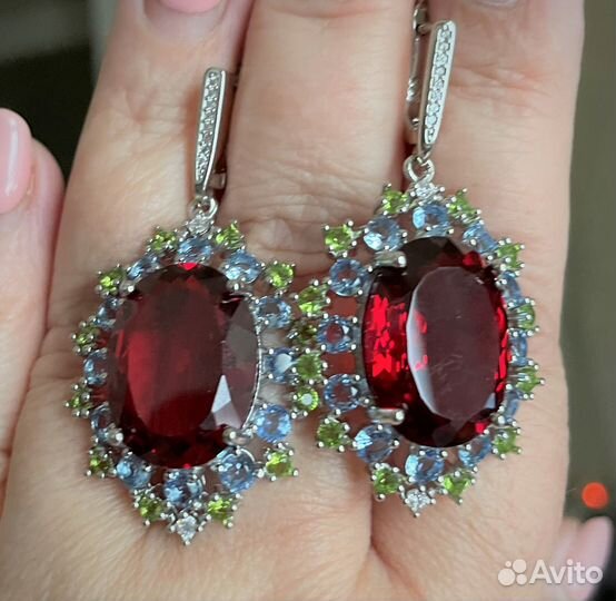 Серьги с родолитом