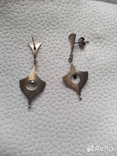 Серебряные серьги СССР 875 пробы набором