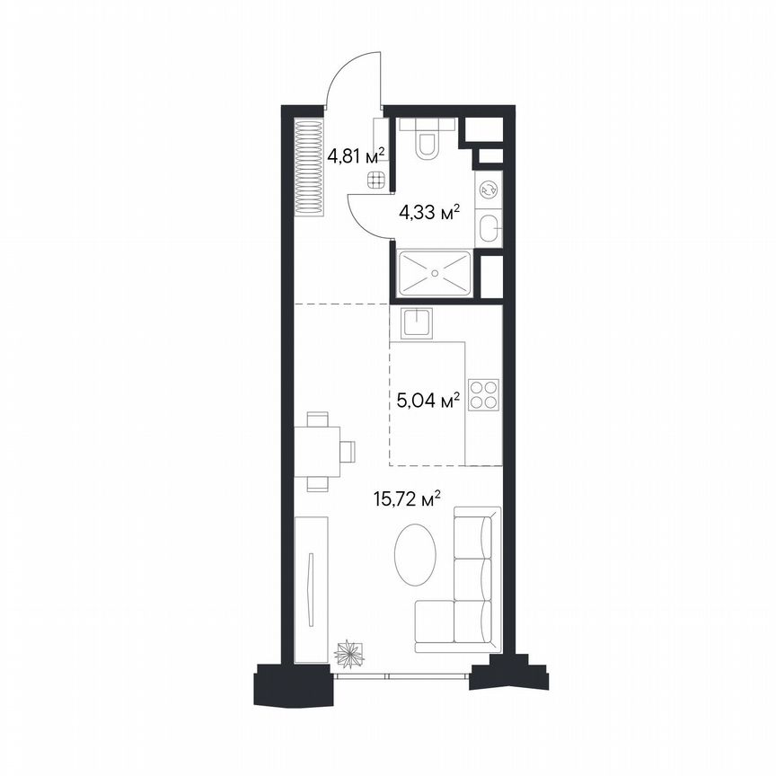 Квартира-студия, 29,9 м², 26/28 эт.