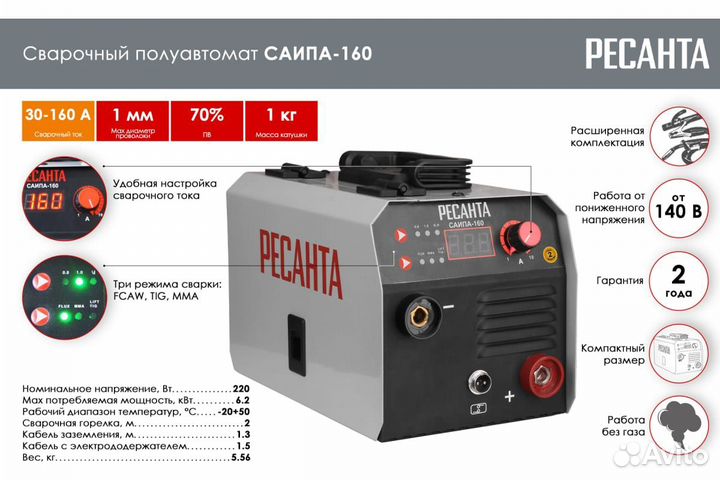 Сварочный полуавтомат Ресанта саипа-160