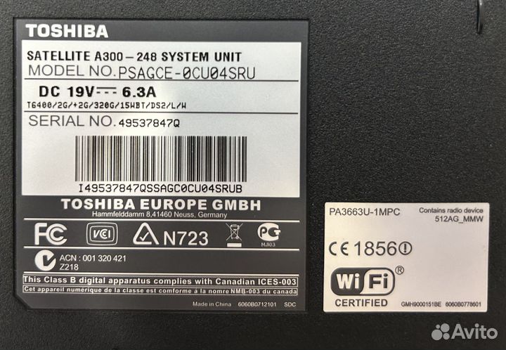 Ноутбук Toshiba Satellite A300-248 psagce-0CU04SRU