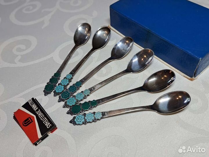 Серебрянные кофейные ложечки эмаль Таллин Новые