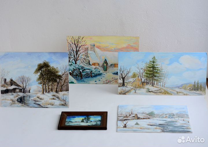 Разные картины маслом домик в деревне зима