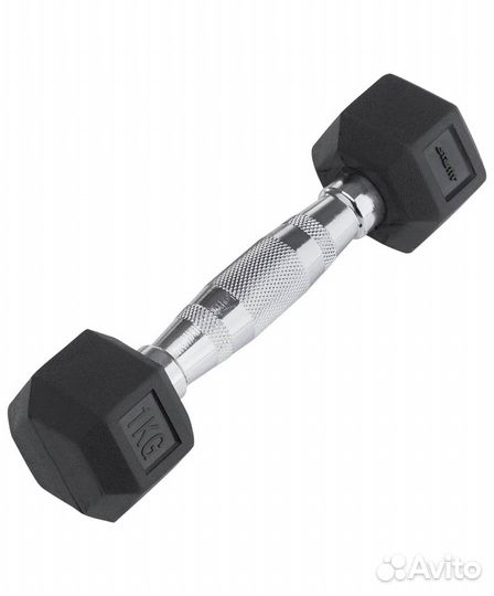 Гантель обрезиненная DB-301 1 кг, черная Starfit