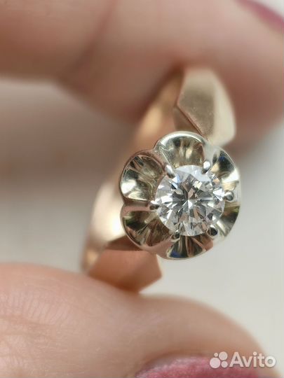 Кольцо тюльпан СССР бриллиант 0.5 ct