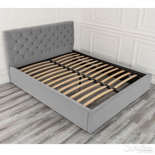 Кровать 140х200 серый велюр Барокко