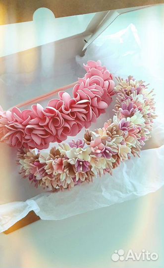 Ободок с цветами ручной работы