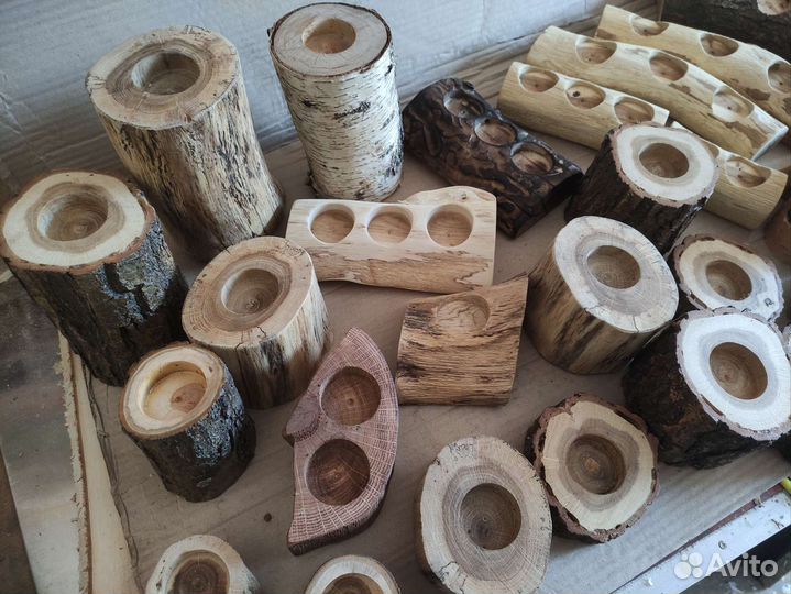 Подсвечники из дерева