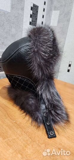 Шапка ушанка натуральный мех кожаная женская р 59