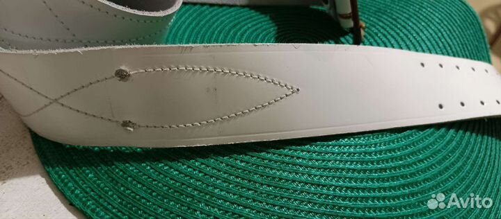 Ремень белый офицерский.натуральная кожа. 3 размер