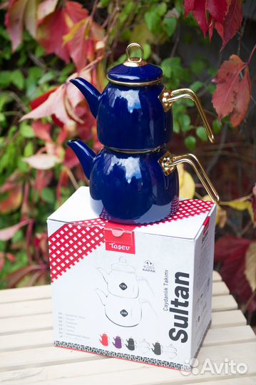 Чайник двойной, 3,8л, синий, Турция