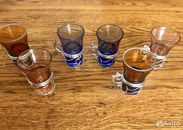 Набор стопок с подстаканниками, винтаж, СССР