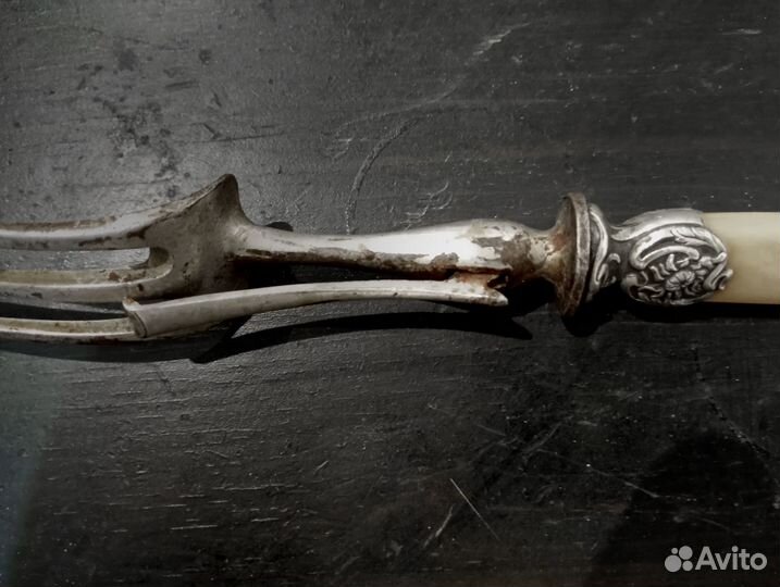 Вилка старинная траншировочная с зажимом