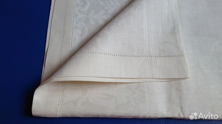 Новая скатерть СССР льняная 170x140 белая жаккард