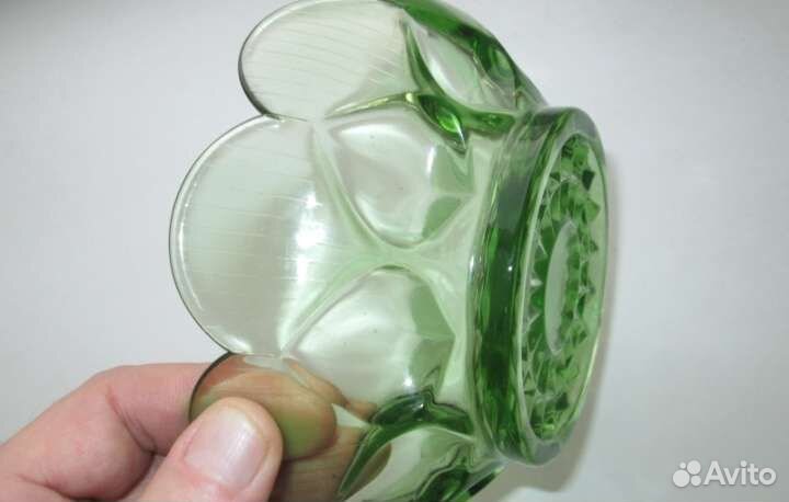 Ваза.конфетница и др. зеленое стекло, ажур, СССР
