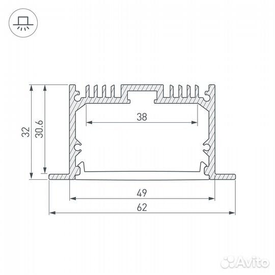 Профиль с рассеивателем Arlight SL-linia62-F-2500 white+opal 021374