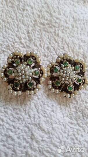 Винтажные серьги клипсы серебро 925