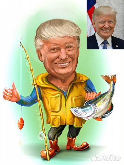 Цифровой шарж портрет, печать на холсте по фото