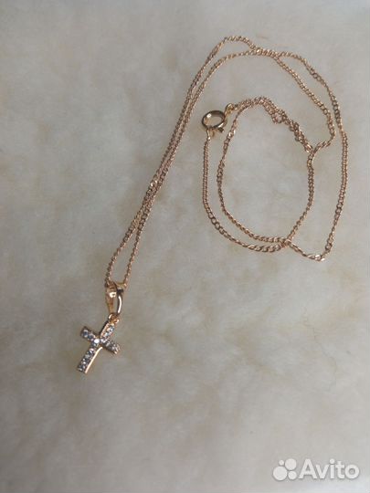 Цепочка 45см+ крестик медицинское золото