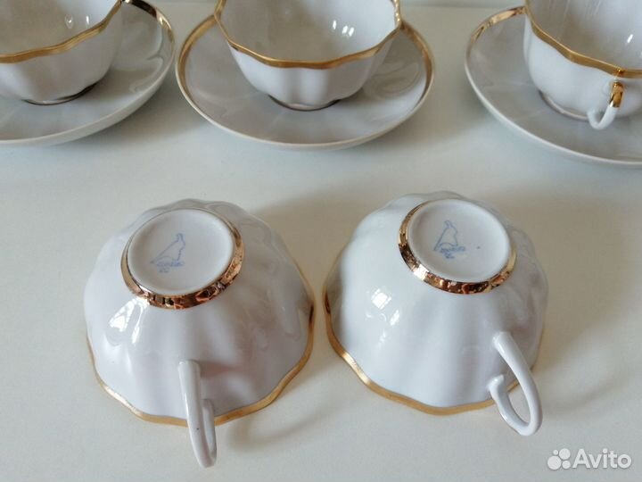 Дулево чашки и блюдца, супница