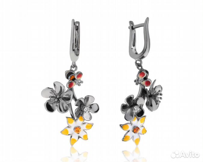 Золотые серьги с сапфирами 0.08ct Roberto Bravo