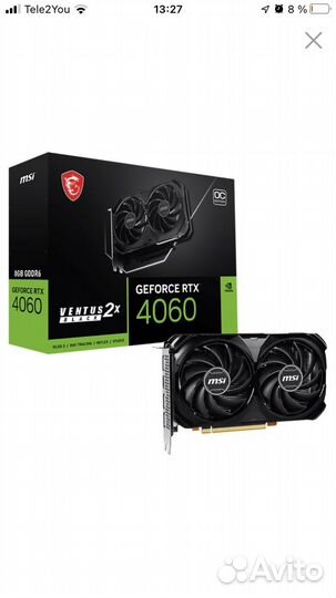Новая MSI nvidia RTX 4060 ventus 2X black 8G OC