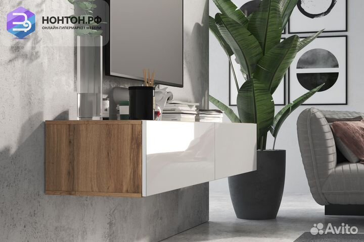 Тв-тумба somero дуб вотан / белый глянец