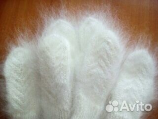 Варежки из овечьей шерсти и козлиного пуха