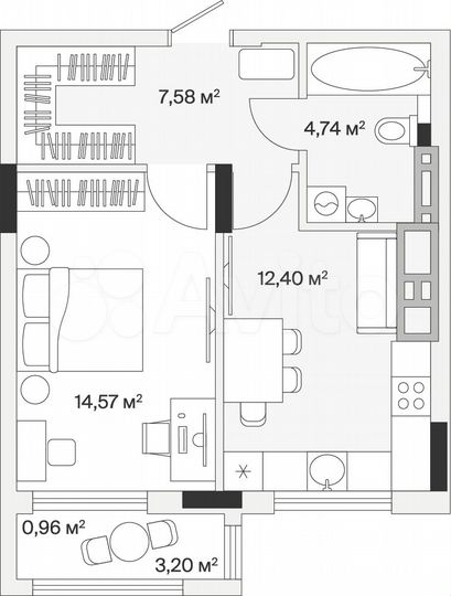 1-к. квартира, 40,3 м², 4/7 эт.