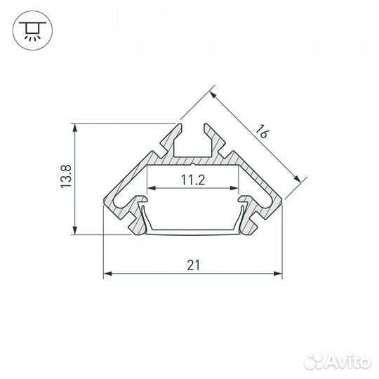 Профиль Arlight PDS45-lite-2000 anod 023862