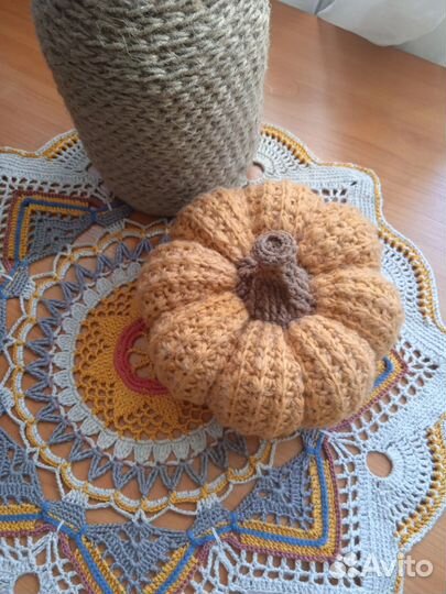 Тыква вязаный осенний декор