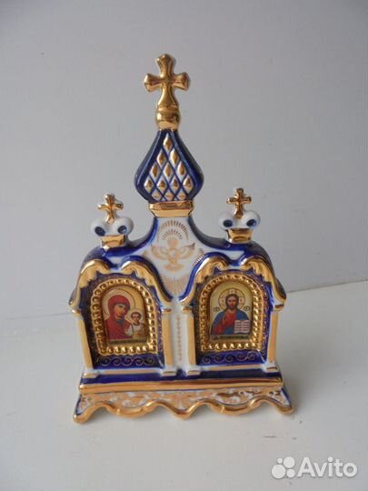 Гжель Киот Праздничный роспись золот