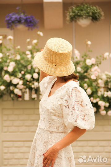 Соломенная шляпа Колокол для пляжа и фотосессии