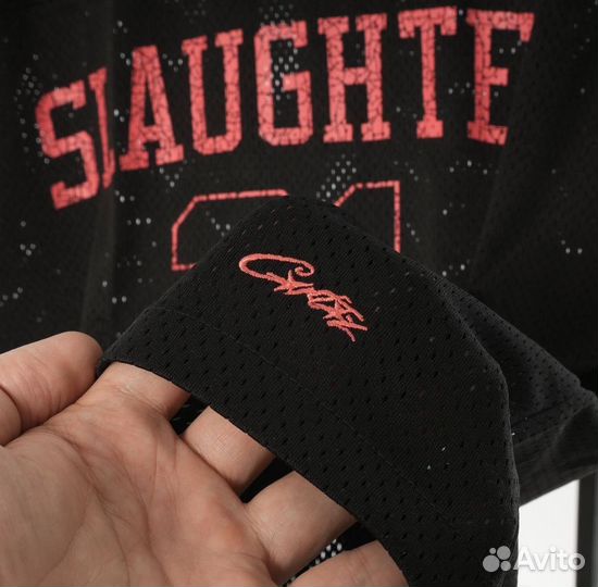 Футболка Corteiz 21 savage черная сетка