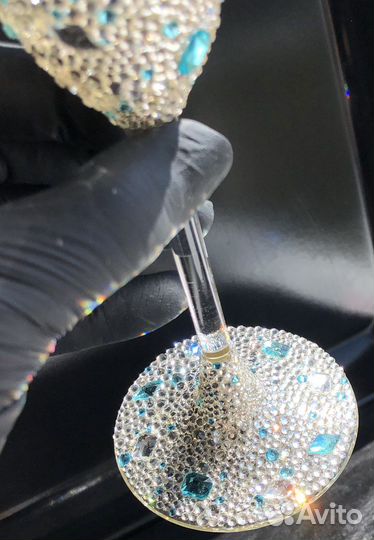 Бокалы для шампанского, инкрустация стразами