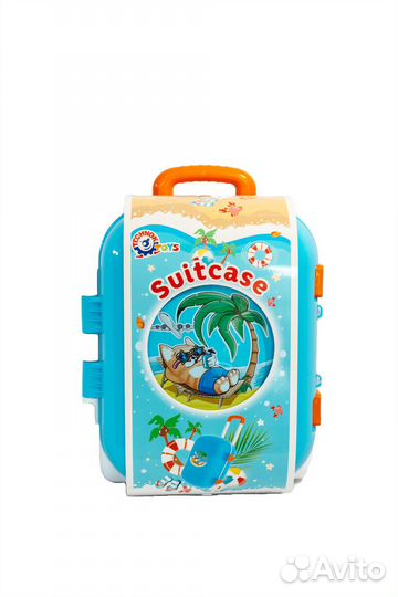Чемодан лазурный «Кот на отдыхе»