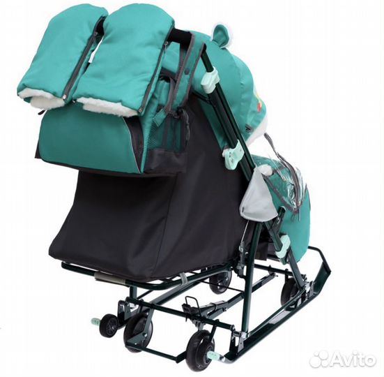 Санки коляска Ника детям 7-6, рисунок с лисичкой