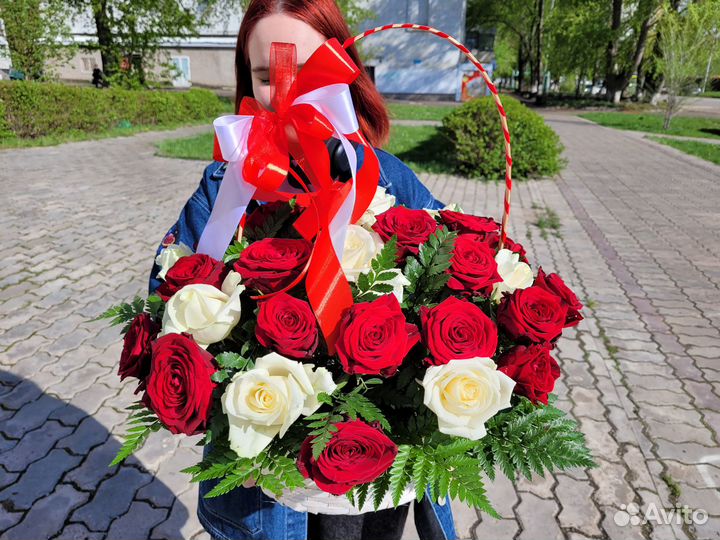 Роза букет цветы корзины