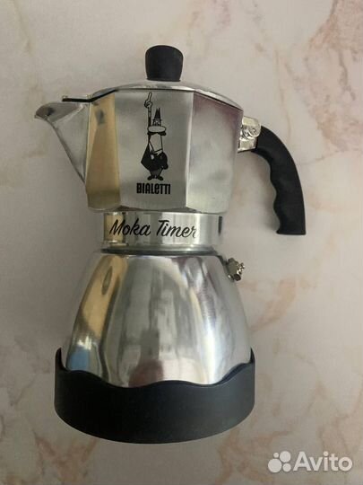 Кофеварка гейзерная Bialetti Moka timer 3, серебри
