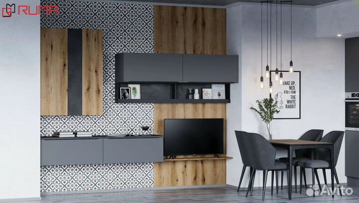 Кухня прямая серая на заказ ценая за все