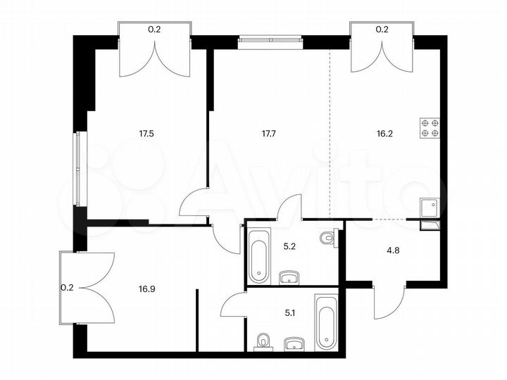 3-к. квартира, 84 м², 5/24 эт.