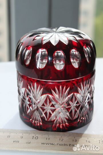 Антикварная шкатулка.egermann.Цветное стекло. Резь