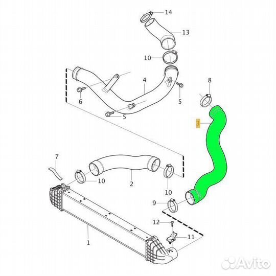 Патрубок интеркулера Volvo 2.0D 30741795