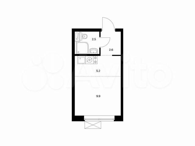 Квартира-студия, 20,2 м², 12/33 эт.