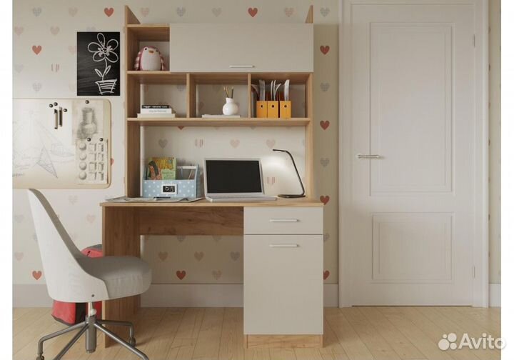 Компьютерный стол Бишоп 2 112х57х180 дуб крафт золотой / кашемир