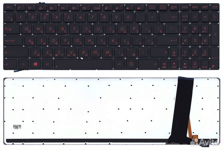 Клавиатура Asus N56, N56V черная с подсветкой