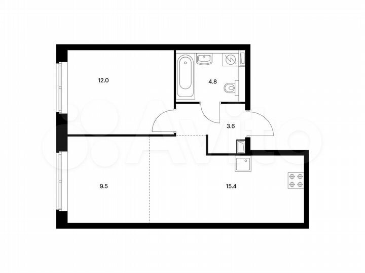 2-к. квартира, 45,3 м², 18/21 эт.