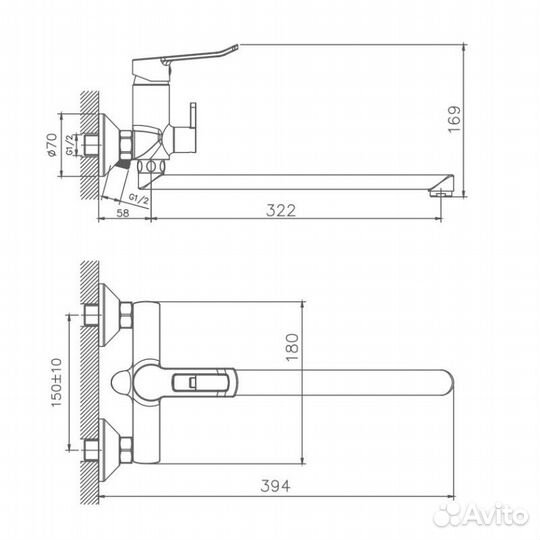 Смеситель для ванны Haiba hb22556 Хром