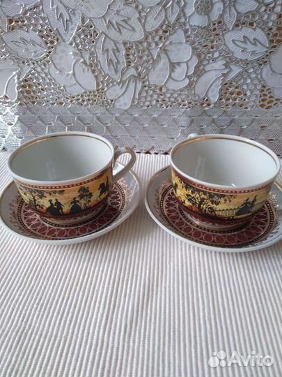 Редкая чайная пара из сервиза Прогулка Пролетарий