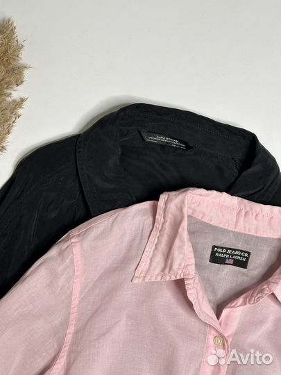Рубашка женская черная Zara, Ralph Lauren розовая